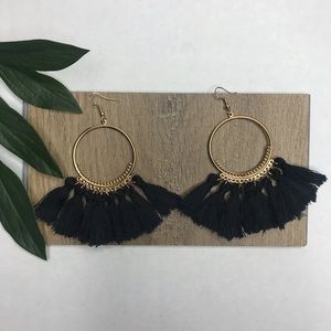 Boho Black Fringe Earrings